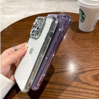 DMS- Luxury Glitter Diamond Plating Transparent Phone Case for iPhone 15 14 13 12 Pro MAX Soft Transparent Silicone Phone Case iPhone 15 Pro MAX Case Shockproof Protection Back Cover