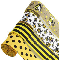 26 Yards Bee Wired Edge Ribbon 2.5In Wide Hessian Ribbon Crafting