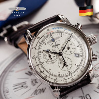 Zeppelin jam tangan kulit kuarsa untuk pria, arloji bisnis Retro