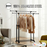Hovelshop Stand Hanger Double Sisi Rak Serbaguna Dengan 4 Roda Terbaru