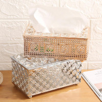 Beautiful Gold Tissue Boxes Crystal Toilet Paper Box Elegant Napkin Holder Case Simple Stylish Home Car Tissue Paper Dispenser
