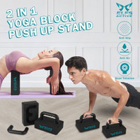 Elfs Active 2in1 Yoga Block Push up Stand Hanlde Bar Premium Bricks
