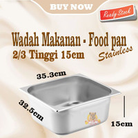 Beragam Food Pan Prasmanan Stainless Ukuran 2/3 Tinggi 15Cm Wadah Gastronorm Be3