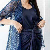 Alexandria Set Navy|Setelan Pesta Wanita Brukat Dress Bridesmaid| Rhei
