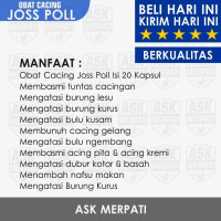 OBAT CACING JOSS POLL BASMI CACING MERPATI,Basmi tuntas cacing tanpa