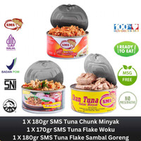 SMS Tuna Kaleng Dalam Minyak 180 G & SMS Tuna Kaleng Bumbu Woku 180 G & SMS Tuna Kaleng Sambal Goreng 180 G Daging Tuna Halal & Bpom