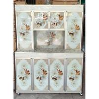 (KHUSUS BOGOR) LEMARI PIRING / RAK PIRING 4 PINTU TIANG TEBAL BAWAH KERAMIK PLUS RODA