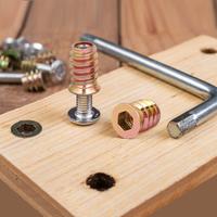 100pcs 1/4-20 X 10mm Threaded Insert Nuts For Wood - Carbon Steel Furniture Inserts With Wrench