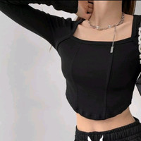 Harga Terbaru Youandme - Crop Top Longsleeve Leher Kotak 010 Iu7