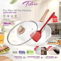 Tifale by Hongzhuo Frypan 28 CM White Granit Fry Pan Peralatan Masak Dapur Anit Lengket