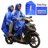 Jas Hujan Ponco Lengan 2 Kepala Motif Kuda Laut Polos Bahan Tebal-PLD-701