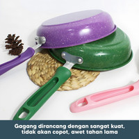 PANCI TEFLON FRYPAN WARNA/MARBLE PAN ANTI LENGKET GAGANG 18 20 22 24CM