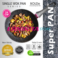 WOK PAN - WAJAN BOLDE 24 CM SUPER PAN BLACK PINK GRANITE COATING 1145
