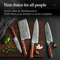 New! Xinzuo 4Pcs Kitchen Knife Set Vg10 Damascus Steel Big Caver