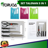New! Set Talenan Dapur Lengkap Plus Pisau Dan Gunting 5 In 1