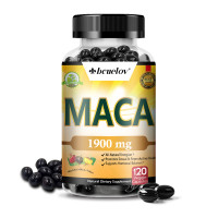 Brand Organic Maca Root Black Yellow 1900 120 Capsules Peruvian Increases Strength Builds Muscle