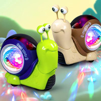 Electric Snail Toy Crawling Flashing Sounding Nodding Snail Toy Baby Lighting Projection Music Interactive Games Electronic Pets