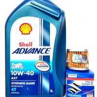 Paket Shell Advance Ax7 10W40 + Filter Oli|Gsx-R150 Gsx-S150 Satria Fu