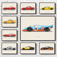 911 Turbo Retro Car Fleet Poster Kids Boys Posters Canvas Painting Wall Art Home Decor Pictures For Living Room