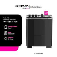 REIWA Mesin Cuci 2 Tabung 7Kg WS-0803FYGR Twin Tub Top Loading Grey