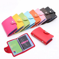 SerbaGrosirMurah PU 24 Slot Dompet Kartu Nama Bank Card Holder Model Kancing Bahan Kulit Sintetis