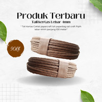 Tali Kertas tali paperbag lebar 4mm panjang 100 meter tali kertas warna coklat untuk kerajinan tangan tali kertas bentuk pipih