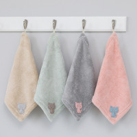 1Pc 25x25cm Small Square Cartoon Animal Hand Towel Wall Hanging Super Absorbent Kitchen Coral Fleece Dishcloth
