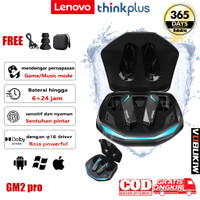 % Lenovo Thinkplus Gm2 pro TWS Wireless Bluetooth5.4 Earphones Touch Control Music Nirkabel Headphones Long Battery Life Tahan Air 9D Bass Earbuds dalam telinga AI Control Headset Gaming Stereo bass dengan Mic Pengurangan Kebisingan