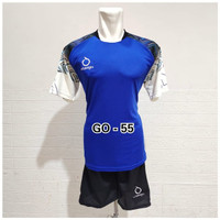 Setelan Jersey baju celana olahraga futsal sepakbola biru terbaru