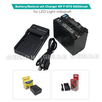 Battery/Baterai set Charger NP F-970 6600mah for LED Light vidografi
