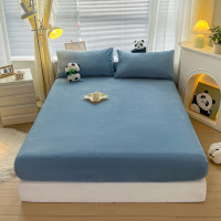 produk terbaru 2024 new 230g solid color milk fleece mattress single piece bedspread 360 degrees all-inclusive thickened warm