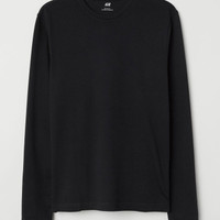 H&M Long Sleeved Slim Fit Jersey Top - Black Terlaris
