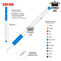 DO-01 Fineliner Pen Pulpen Pena Warna Joyko CLP-062 0.4mm Black Blue Red Yellow Orange Pink Green DarkGreen DarkBlue Purple Brown Grey