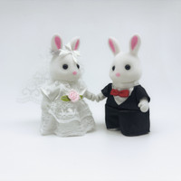 Valentine's Day Newlywed rabbit 1:12 Simulation Forest Family Animal Dollhouse Figures Miniature FurnitureKitchen Accessories