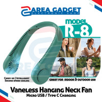 Kipas Leher Portable Sport Neck Fan R8 Gantung USB Type-C 5x Speed Cooler - Area Gadget