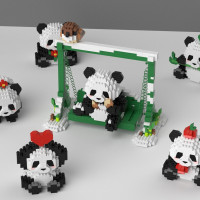 Mainan Balok Nano Block DIY 3D Panda Building Bricks Susun Blok Mainan Edukasi Series Hewan Animal Lucu
