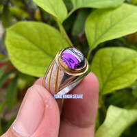 Cincin Batu Akik Kecubung Ungu Super Mewah Minimalis