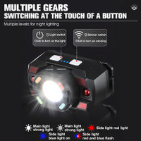 Rechargeable LED Induction Headlight Ultra Bright Telescopic Zoom Headlamps with 5 Mode Headtorch for Camping Fishing Hunting