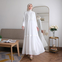 alseghastore - GC 010 Gamis Putih Baju Lebaran 2025 Terbaru Dress Muslim Kekinian Abaya Putih Mewah