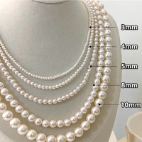 Trend S925 Sterling Silver 2mm-10mm Pearl Necklace Minimalist clavicle Chain Small and Popular Design Wholesale
