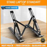 STAND LAPTOP STANDART | MC Laptop Stand Lipat Riser Foldable Adjustable Aluminium N3 Black
