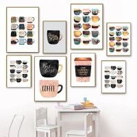 Cafe Colorful Cup Coffee Kitchen Posters and Prints Nordic Canvas