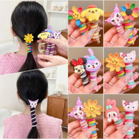 Karet Spiral Aksesoris Rambut Anak Perempuan Aksesoris Ponytail Fashion Korea / IKAT RAMBUT SPIRAL KABEL SANRIO KUNCIR SPIRAL SANRIO IKAT KARET SPIRAL MOTIF ULIR RAINBOW