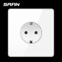SRAN Wall Socket, Full Mirror Panel 86mm*90mm, EU Standard Electrical Plug,16A 250V,Household