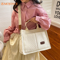 corduroy retro satchel large capacity square tote bag designer solid commuting bag women versatile handbag with multiple pockets