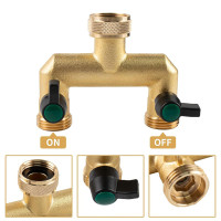 Garden Hose 2 Way Valve Hose Splitter Brass Hose Splitter Water Garden Hose Adapter 2 Way Valve 3/4Inch GHT Thread