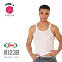 Rider R 123 B / R123B - Kaos Dalam Oblong Singlet Kutang Pria Salur T-Shirt Putih Katun