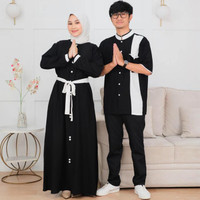 Prqueenfashion - Samawa Baju Couple Muslim Sarimbit Keluarga Pasangan Ibu Ayah - Gamis dan Kemeja Koko - Setelan Couple Polos Pesta Kondangan Lebaran