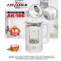 Kettle Advance Ak-186 1,8L Transparan Teko Listrik / Pemanas Air Pasti Ori