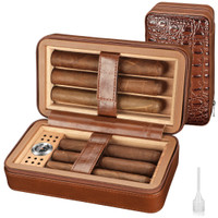 Cedar Wood Cigar Humidor Box with Humidifier and Hygrometer, Travel Cigar Case with Gift Box,Cigar Humidifier Box Holds 6 Cigars